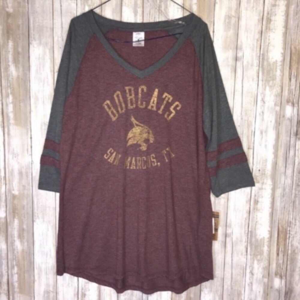Texas State Bobcats Women’s XL Raglan 3/4 Sleeve Tee San Marcos NCAA Shirt